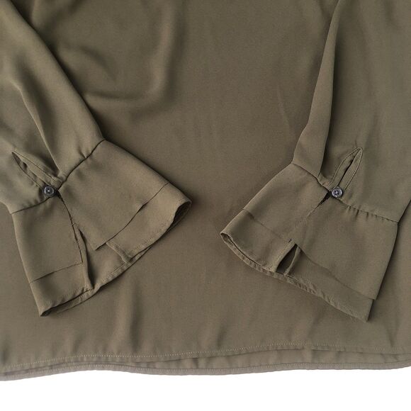 Banana Republic Blouse Ruffle V- Neck & Ruffle 2 Layer Wrist Green Tag Size XS - Picture 11 of 15